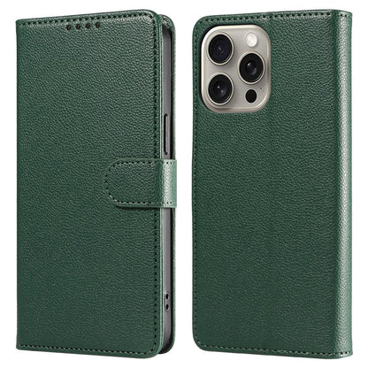 For iPhone 14 Pro Leather Case Litchi Texture RFID Blocking Wallet Stand Phone Cover