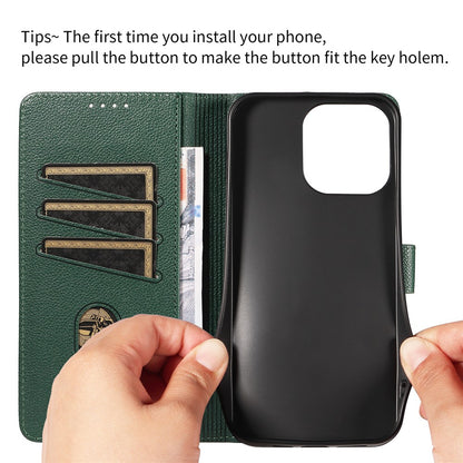 For iPhone 14 Pro Leather Case Litchi Texture RFID Blocking Wallet Stand Phone Cover