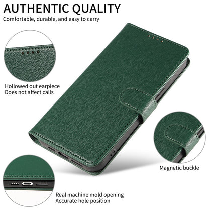 For iPhone 14 Pro Leather Case Litchi Texture RFID Blocking Wallet Stand Phone Cover