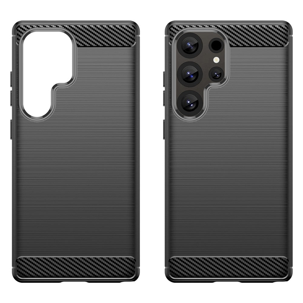 For Samsung Galaxy S25 Ultra Case Carbon Fiber Texture TPU Brushed Phone Cover