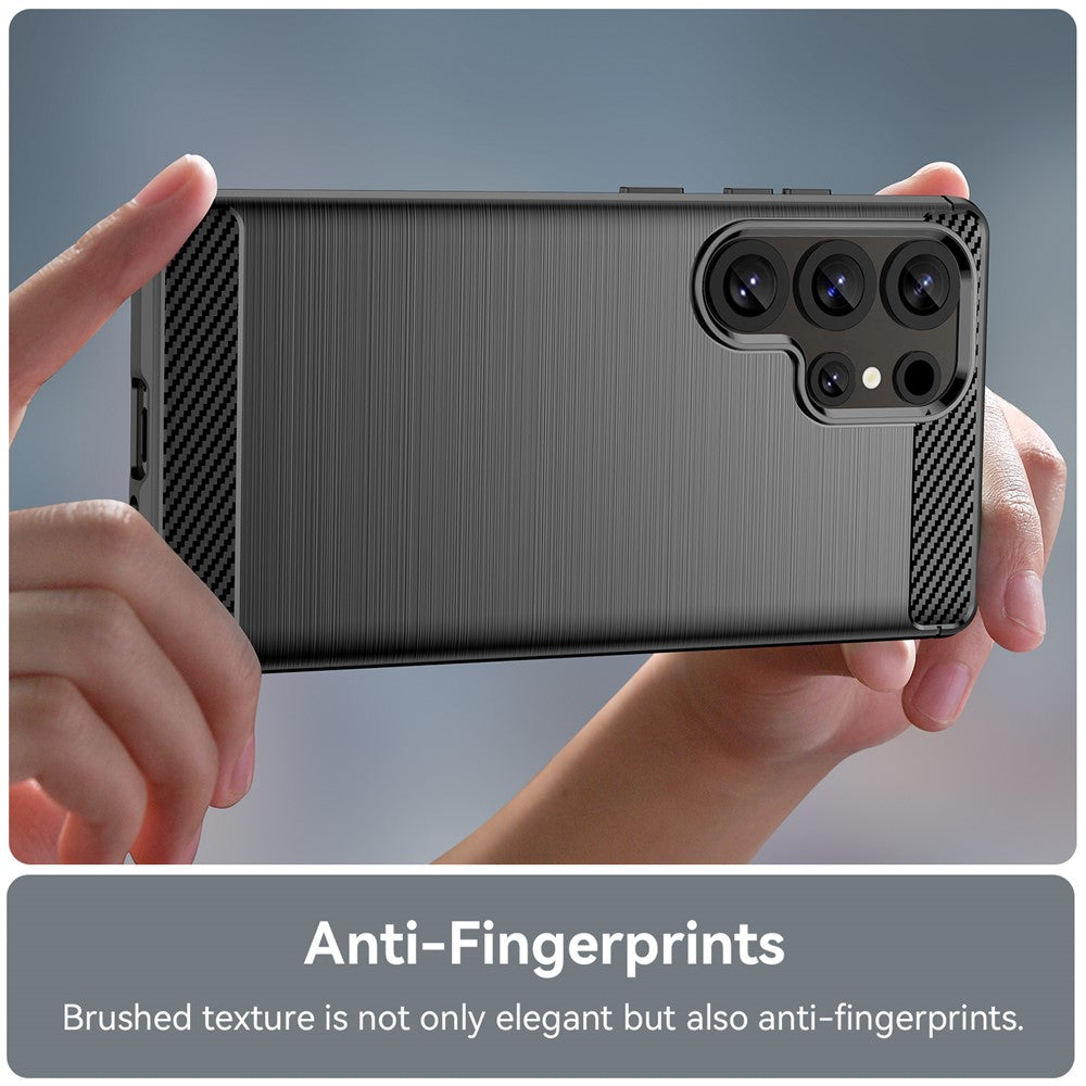 For Samsung Galaxy S25 Ultra Case Carbon Fiber Texture TPU Brushed Phone Cover