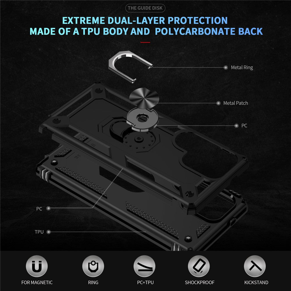 For Samsung Galaxy S25 Ultra Case PC+TPU Phone Cover with Rotary Ring Kickstand