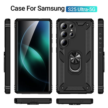 For Samsung Galaxy S25 Ultra Case PC+TPU Phone Cover with Rotary Ring Kickstand