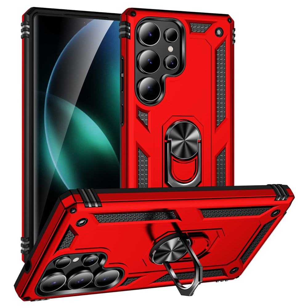 For Samsung Galaxy S25 Ultra Case PC+TPU Phone Cover with Rotary Ring Kickstand