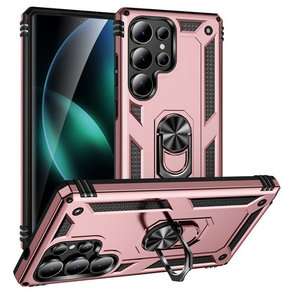 For Samsung Galaxy S25 Ultra Case PC+TPU Phone Cover with Rotary Ring Kickstand