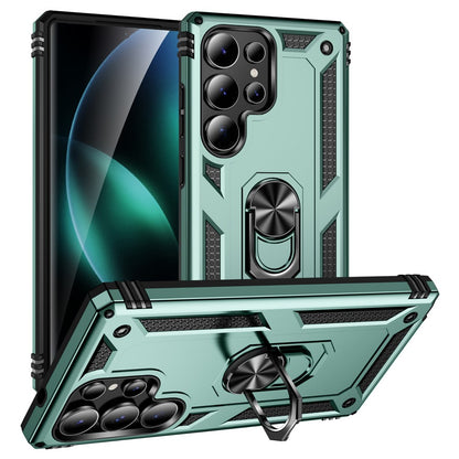 For Samsung Galaxy S25 Ultra Case PC+TPU Phone Cover with Rotary Ring Kickstand