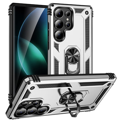 For Samsung Galaxy S25 Ultra Case PC+TPU Phone Cover with Rotary Ring Kickstand