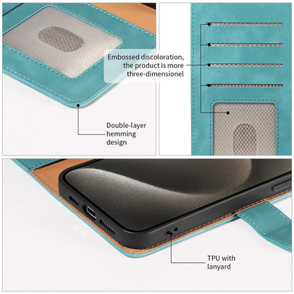 For iPhone 14 Pro Case RFID Blocking Wallet Stand Leather Flip Phone Cover with Slim Strap