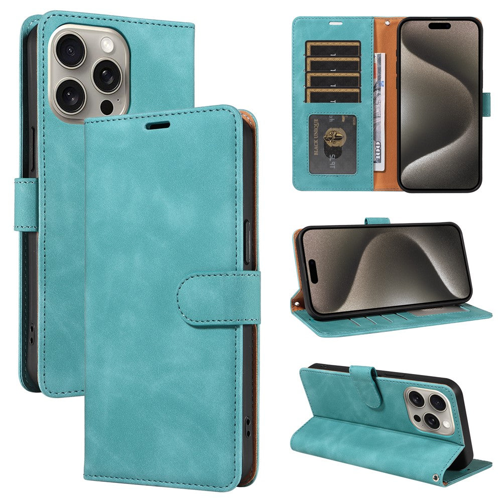 For iPhone 14 Pro Case RFID Blocking Wallet Stand Leather Flip Phone Cover with Slim Strap