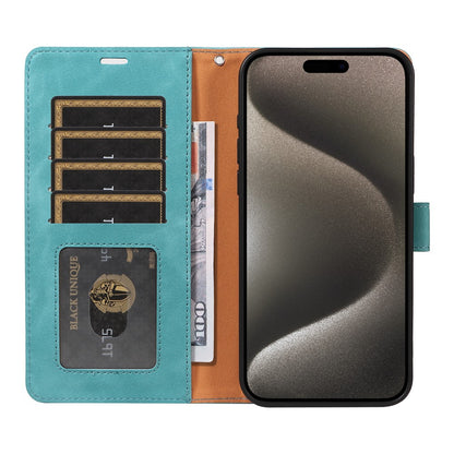 For iPhone 14 Pro Case RFID Blocking Wallet Stand Leather Flip Phone Cover with Slim Strap