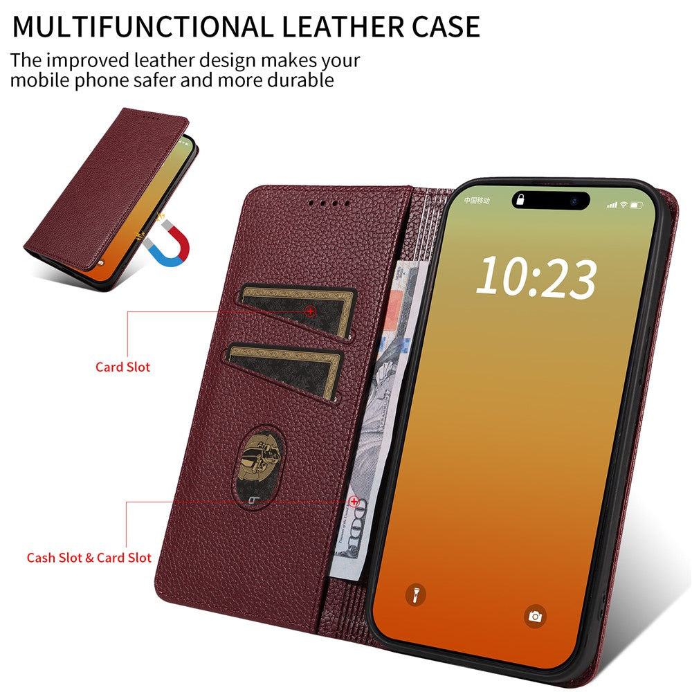 For iPhone 14 Pro Case RFID Blocking Strong Magnetic Leather Wallet Phone Cover