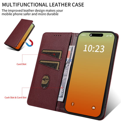 For iPhone 14 Pro Case RFID Blocking Strong Magnetic Leather Wallet Phone Cover