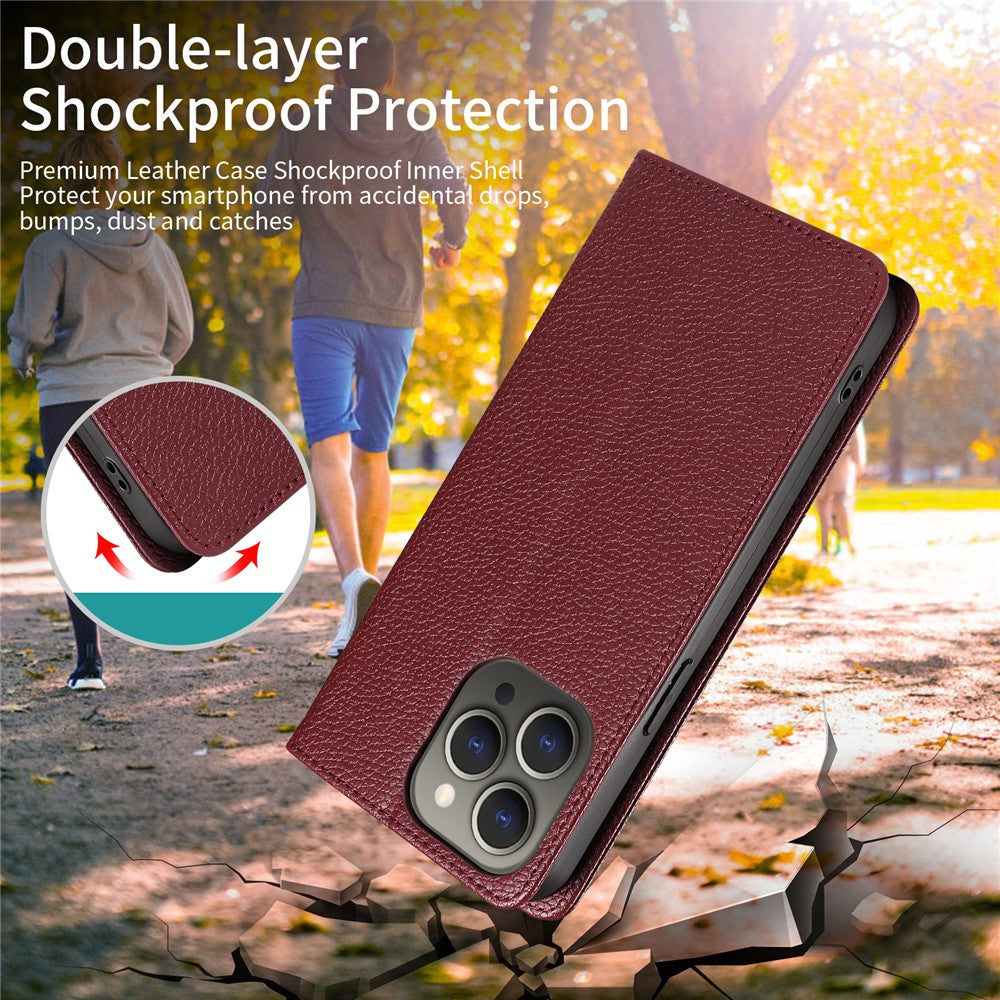 For iPhone 14 Pro Case RFID Blocking Strong Magnetic Leather Wallet Phone Cover