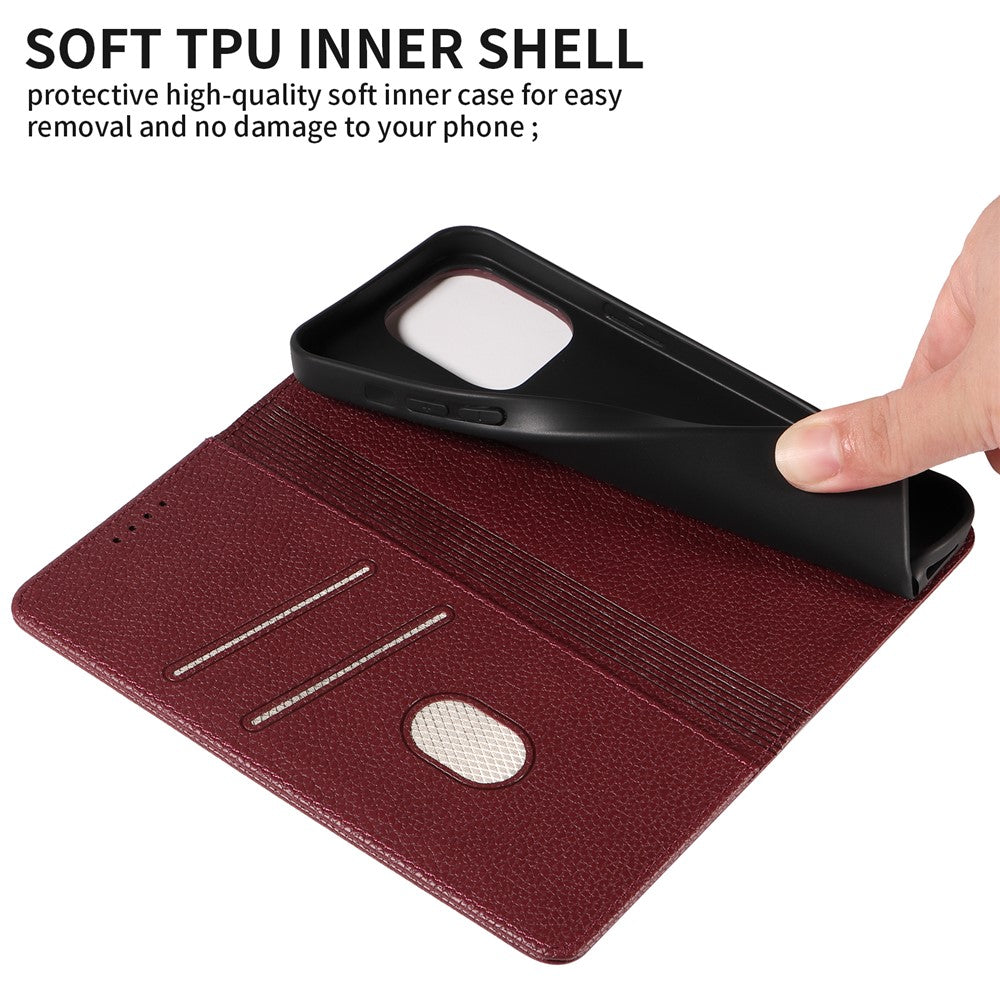 For iPhone 14 Pro Case RFID Blocking Strong Magnetic Leather Wallet Phone Cover