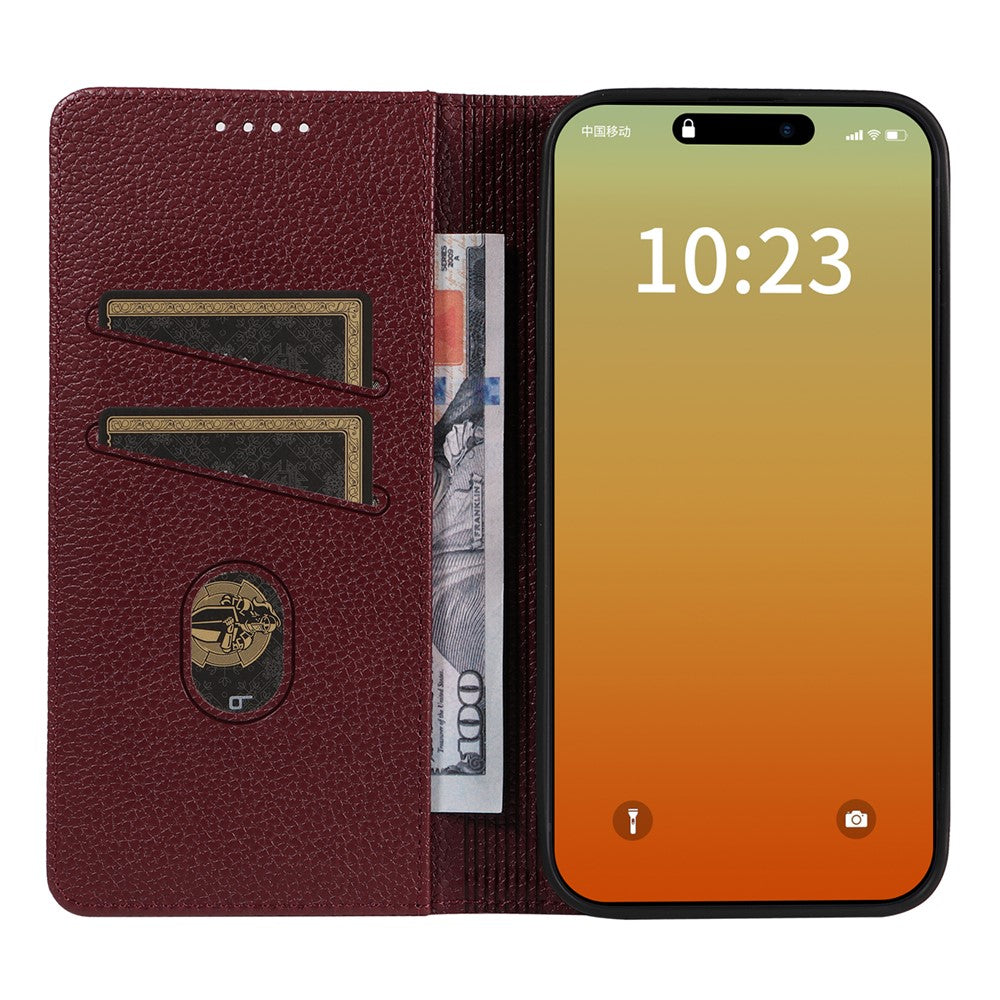 For iPhone 14 Pro Case RFID Blocking Strong Magnetic Leather Wallet Phone Cover