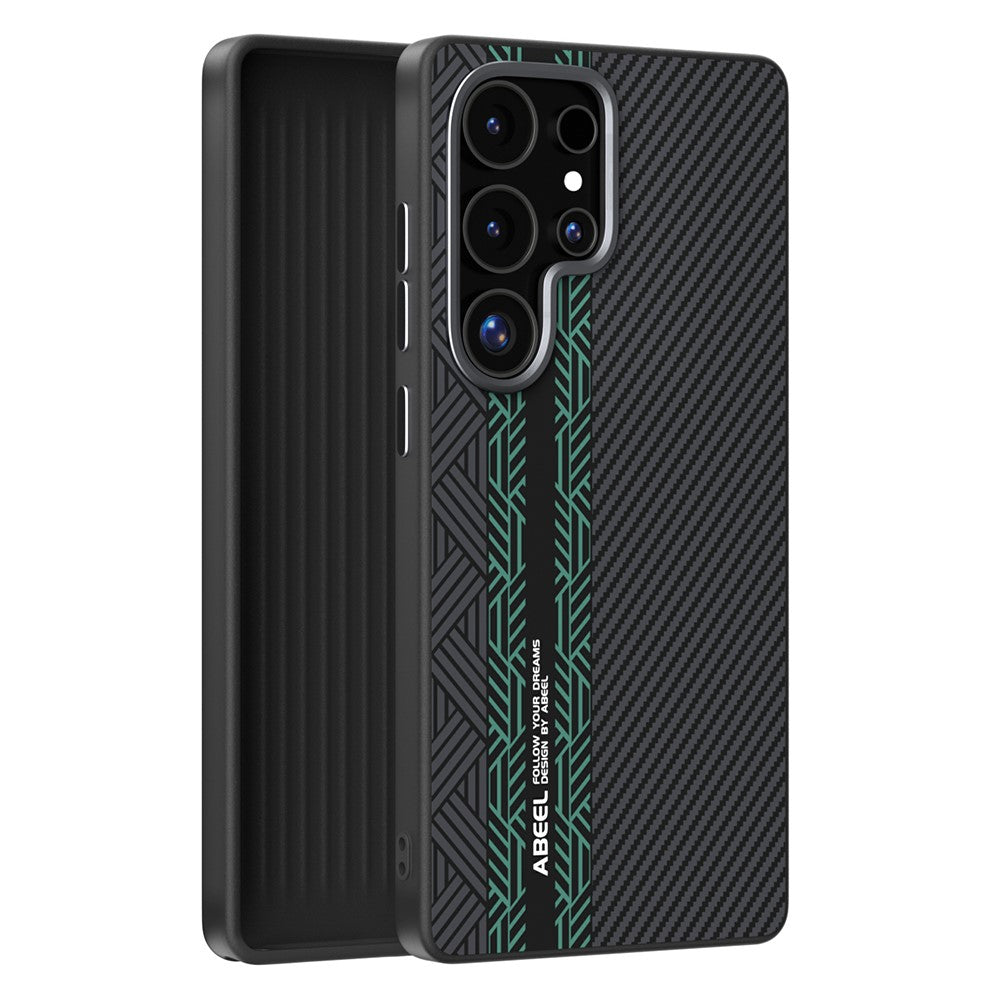 ABEEL For Samsung Galaxy S25 Ultra Magnetic Case PC + TPU + Aluminum Alloy + PU Leather Slim Phone Back Cover