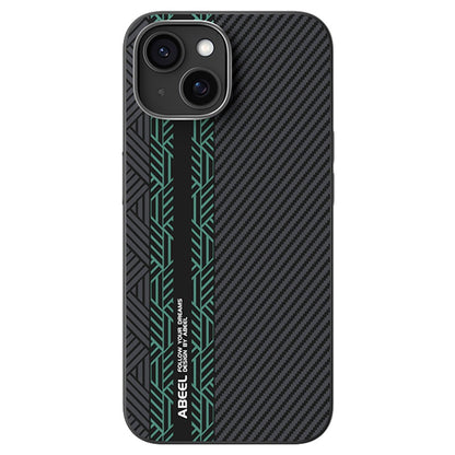 ABEEL For iPhone 15 Case PC + TPU + Aluminum Alloy + PU Leather Slim Phone Back Cover Compatible with MagSafe