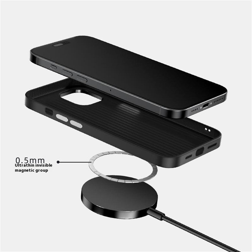 ABEEL For iPhone 15 Case PC + TPU + Aluminum Alloy + PU Leather Slim Phone Back Cover Compatible with MagSafe