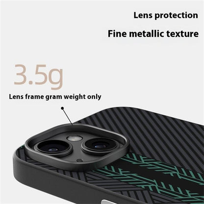 ABEEL For iPhone 15 Case PC + TPU + Aluminum Alloy + PU Leather Slim Phone Back Cover Compatible with MagSafe