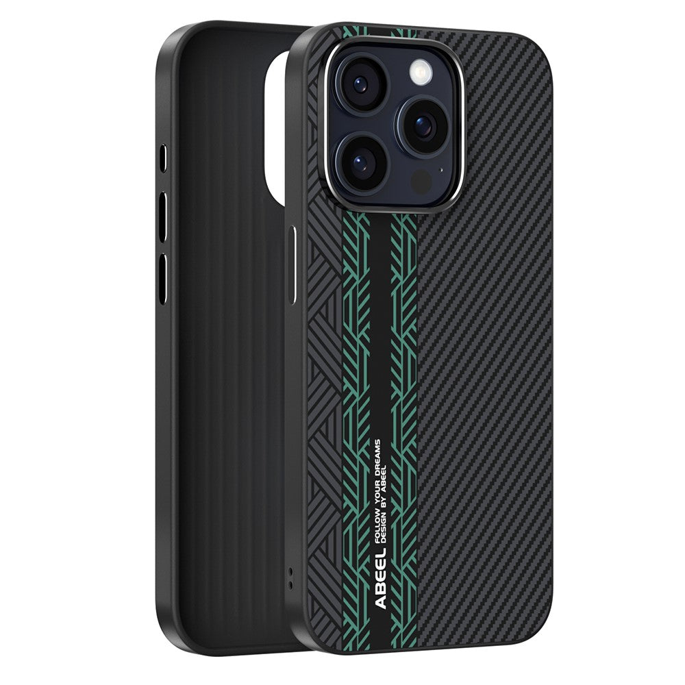 ABEEL For iPhone 14 Pro Case PC + TPU + Aluminum Alloy + PU Leather Slim Phone Back Cover Compatible with MagSafe