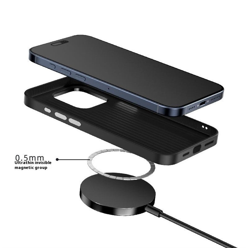 ABEEL For iPhone 14 Pro Case PC + TPU + Aluminum Alloy + PU Leather Slim Phone Back Cover Compatible with MagSafe