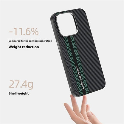 ABEEL For iPhone 14 Pro Case PC + TPU + Aluminum Alloy + PU Leather Slim Phone Back Cover Compatible with MagSafe