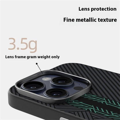 ABEEL For iPhone 14 Pro Case PC + TPU + Aluminum Alloy + PU Leather Slim Phone Back Cover Compatible with MagSafe