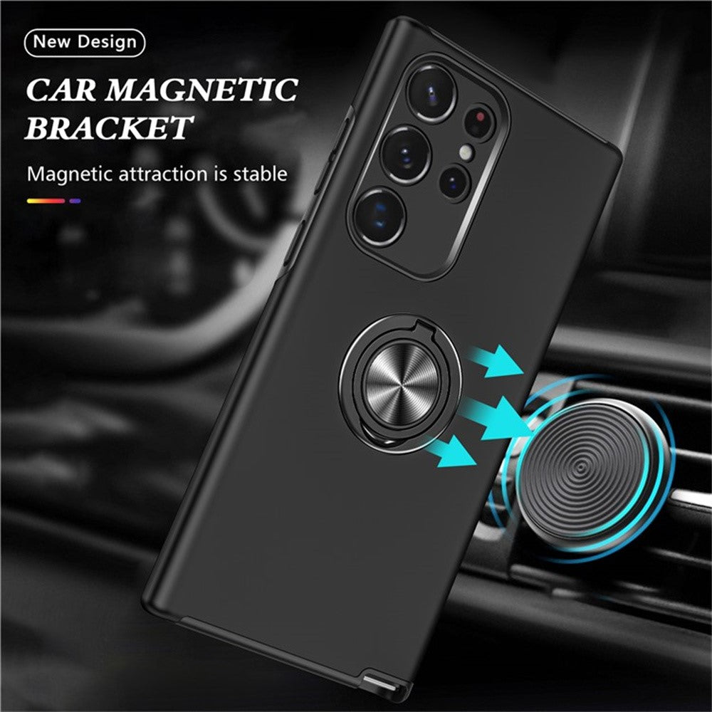 For Samsung Galaxy S25 Ultra Case PC+TPU Phone Cover with Rotatable Ring Holder