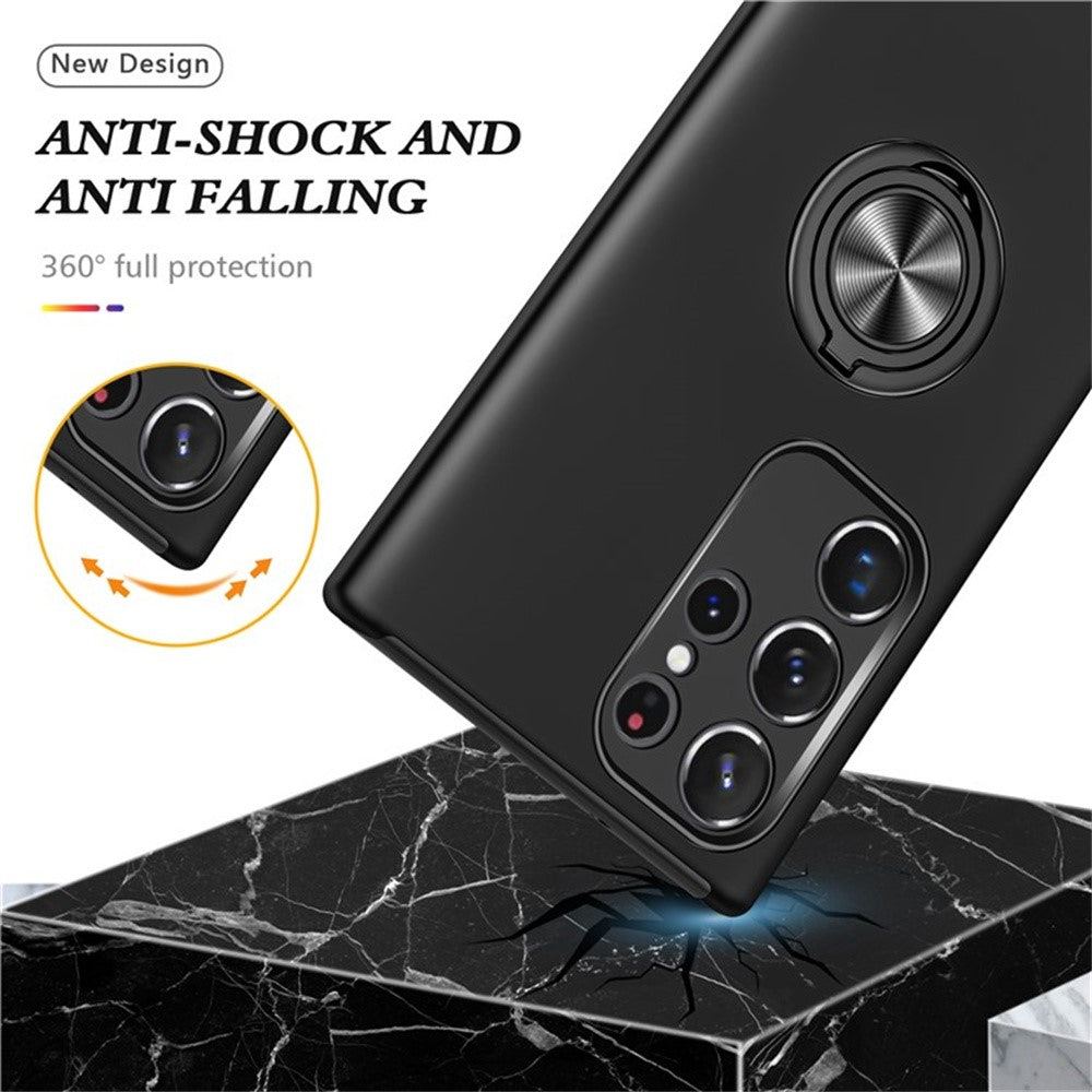 For Samsung Galaxy S25 Ultra Case PC+TPU Phone Cover with Rotatable Ring Holder