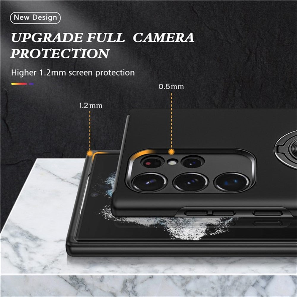 For Samsung Galaxy S25 Ultra Case PC+TPU Phone Cover with Rotatable Ring Holder