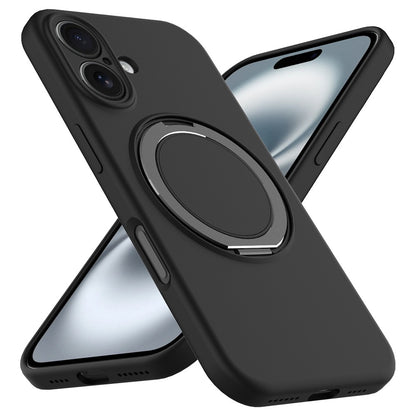 For iPhone 16 Case Compatible with MagSafe Rotating Metal Kickstand PC + Silicone Phone Cover
