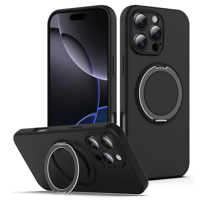 For iPhone 16 Pro Max Case Compatible with MagSafe Rotating Metal Kickstand PC + Silicone Phone Cover