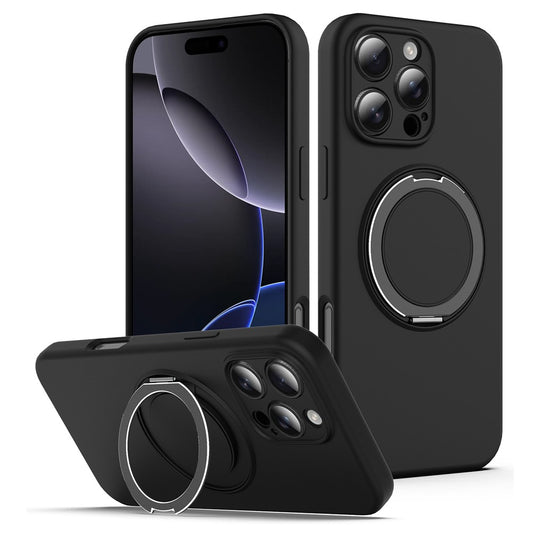 For iPhone 16 Pro Max Case Compatible with MagSafe Rotating Metal Kickstand PC + Silicone Phone Cover