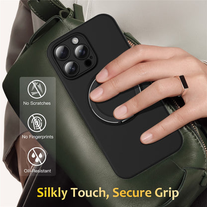 For iPhone 16 Pro Max Case Compatible with MagSafe Rotating Metal Kickstand PC + Silicone Phone Cover