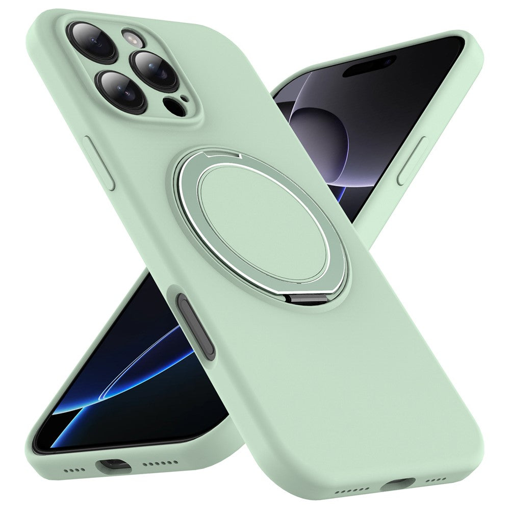 For iPhone 16 Pro Case Compatible with MagSafe Rotating Metal Kickstand PC + Silicone Phone Cover