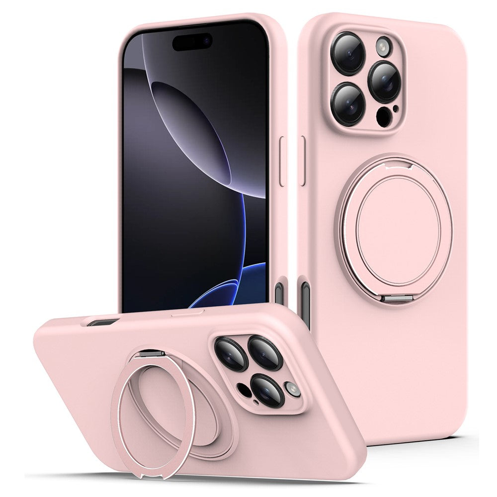 For iPhone 16 Pro Case Compatible with MagSafe Rotating Metal Kickstand PC + Silicone Phone Cover