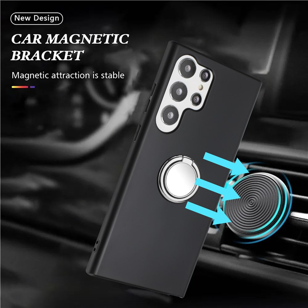 For Samsung Galaxy S25 Ultra Matte Case Ring Kickstand Soft TPU Phone Cover
