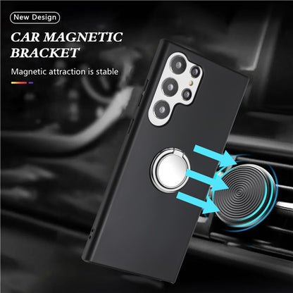 For Samsung Galaxy S25 Ultra Matte Case Ring Kickstand Soft TPU Phone Cover