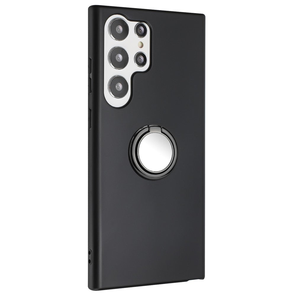 For Samsung Galaxy S25 Ultra Matte Case Ring Kickstand Soft TPU Phone Cover