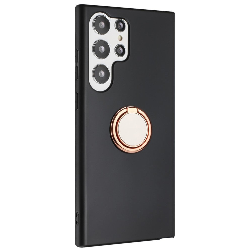 For Samsung Galaxy S25 Ultra Matte Case Ring Kickstand Soft TPU Phone Cover