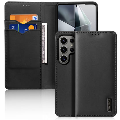 DUX DUCIS Hivo Series For Samsung Galaxy S25 Ultra  Hivo Series Split Leather RFID Blocking Wallet Stand Flip Phone Cover (Non-magnetic)
