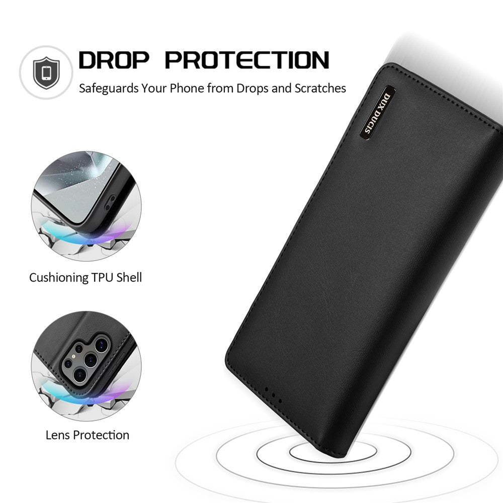 DUX DUCIS Hivo Series For Samsung Galaxy S25 Ultra  Hivo Series Split Leather RFID Blocking Wallet Stand Flip Phone Cover (Non-magnetic)