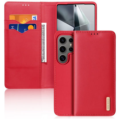 DUX DUCIS Hivo Series For Samsung Galaxy S25 Ultra  Hivo Series Split Leather RFID Blocking Wallet Stand Flip Phone Cover (Non-magnetic)