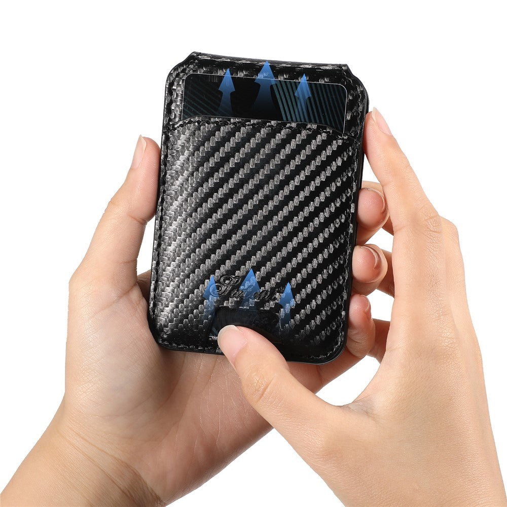 SUTENI H18 For iPhone 14 Pro Magnetic Case Carbon Fiber Texture Leather+TPU Cover with Detachable Card Bag