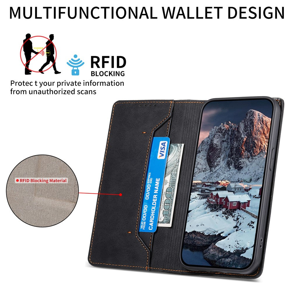 DF-05 For Samsung Galaxy S25 Ultra Wallet Case RFID Blocking PU Leather Phone Cover