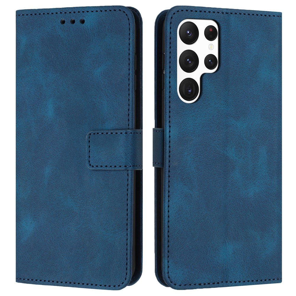 For Samsung Galaxy S25 Ultra Leather Case Solid Color Wallet Protective Phone Cover