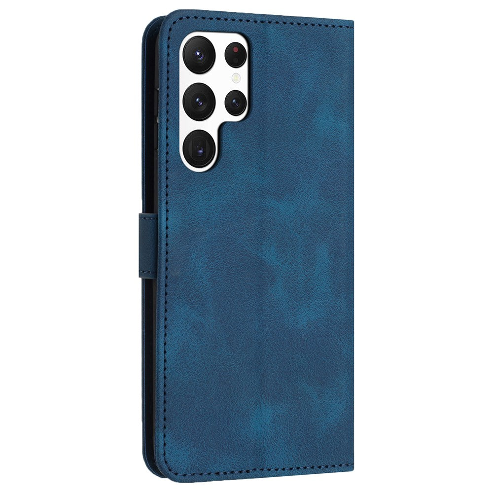 For Samsung Galaxy S25 Ultra Leather Case Solid Color Wallet Protective Phone Cover