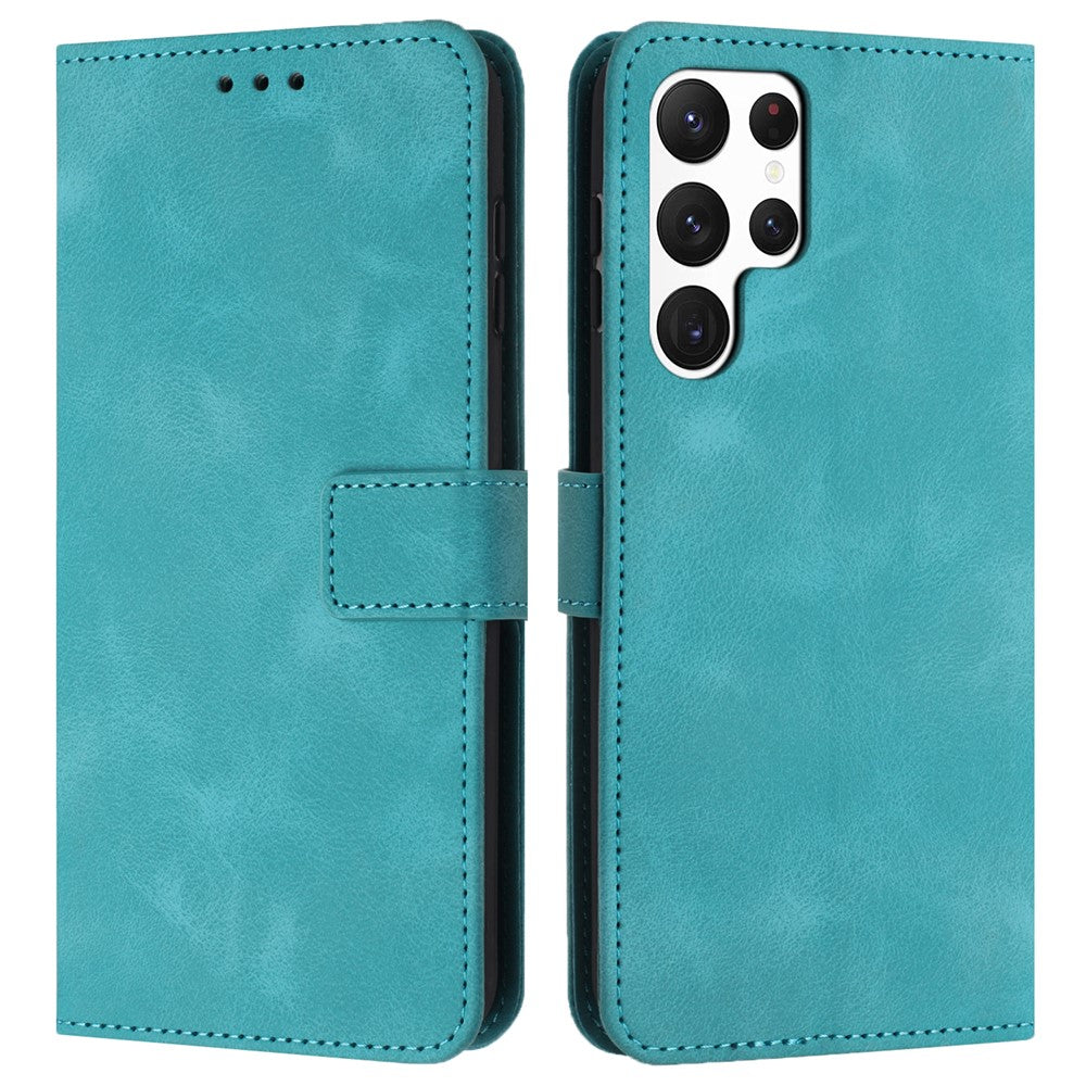 For Samsung Galaxy S25 Ultra Leather Case Solid Color Wallet Protective Phone Cover