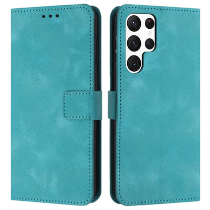 For Samsung Galaxy S25 Ultra Leather Case Solid Color Wallet Protective Phone Cover