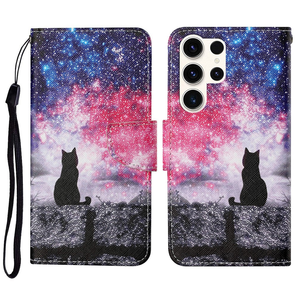 For Samsung Galaxy S25 Ultra Case Pattern Printing Protective Leather Folio Phone Cover